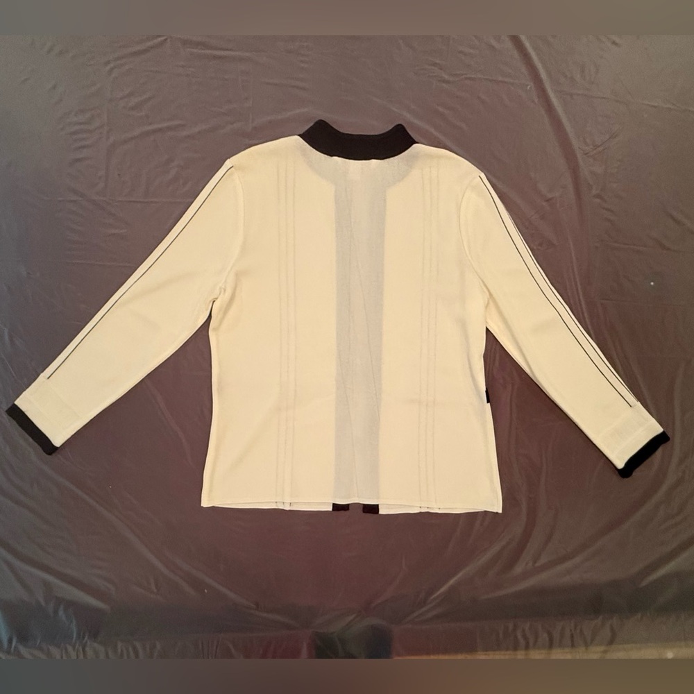 Ming Wang 2 Piece Cream/Black Knit Jacket/Tank Sweater Set Size Medium MSRP $595 - Picture 3 of 14